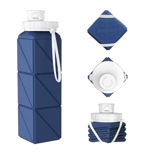 Collapsible Water Bottles,Leakproof Lid Reusable BPA-Free Silicone Foldable Travel Water Bottle,Portable Bottle 610ml for Travel,Cycling,Gym,Hiking,Biking,Camping,Sports -Lightweight,Wide Mouth