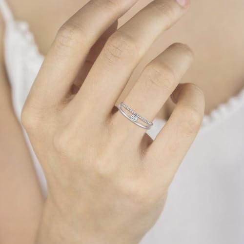 MANBU Sterling Silver Birthstone Ring for Women - Colorful Stackable Promise Ring Birthday Anniversary Christmas Jewelry Gifts for Her Mom Wife (October, 7)