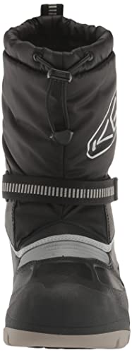 KEEN Snow Troll Insulated Waterproof Pull On Winter Boots, Black/Silver, 5 US Unisex Big Kid