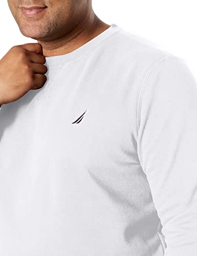 Nautica Men's Basic Crew Neck Fleece Sweatshirt, Bright White, Small