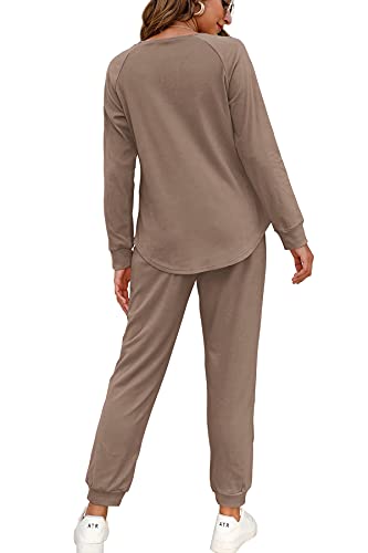 WIHOLL Outfits for Women 2 Piece Sets Elegant Casual Jogging Suits Sweatpants Dark Grey M