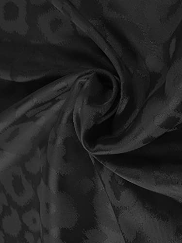 Verdusa Men's Satin Button Down Lapel Collar Leopard Print Short Sleeve Shirt Black S