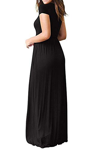 AUSELILY Women's Short Sleeve Loose Plain Casual Long Maxi Dresses for Women 2024 Print Green S
