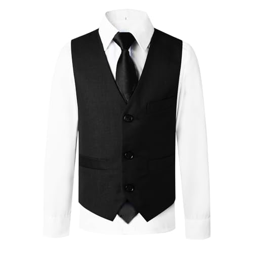 kretenier Boys Suit Slim Fit 5 Pieces Black Kids Formal Wedding Suits for Boys Dress Clothes Set Ring Bearer Outfit Size 6