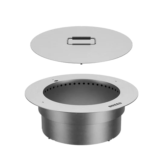 Breeo Zentro Stainless Steel Fire Pit Insert - Smokeless Firepit Ring Insert for Outdoor Fire Pit - for Outside Block, Stone, & Concrete Backyard Firepit Surrounds - Lid Included - Round 24"