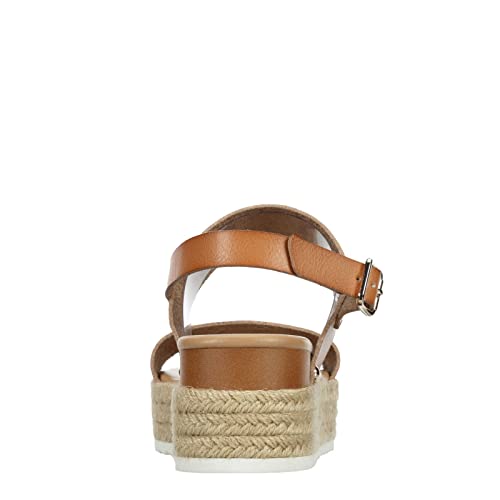 XAPPEAL Amelia - Women's Open Toe Ankle Buckle Strap Casual Platform Espadrille Sandals Brown, Size 10.0 Medium Width