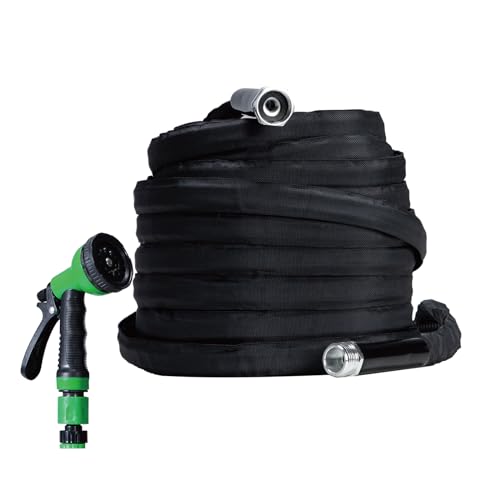 Garden Hose 50FT Water Hoses with 10 Function Hose Nozzle, Lightweight Kink-Free Flexible Garden Hoses, Extra Strength Fabric Yard Hose for Garden Car Wash, Watering