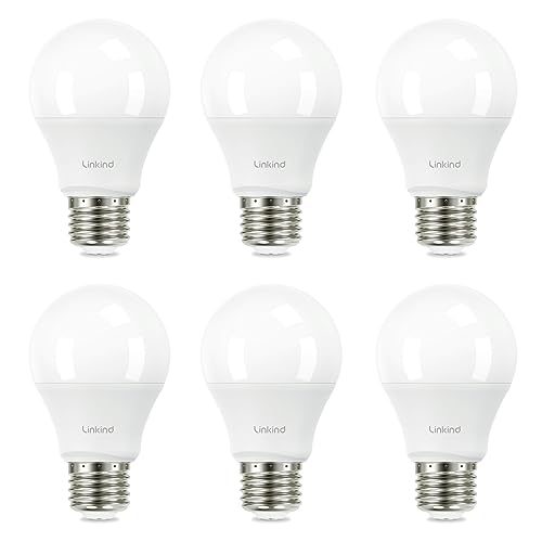 Linkind A19 LED Light Bulb, 40W Equivalent, 5W 2700K Soft White, 450 Lumens Non-Dimmable, E26 Standard Base, Energy Efficient UL Listed for Bedroom Home Office, 6 Packs