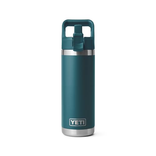 YETI Rambler 18 oz Bottle, Vacuum Insulated, Stainless Steel with Color Matching Straw Cap, Tropical Pink