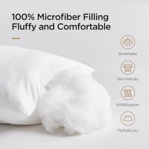 Acanva Throw Pillow Inserts for Bed Couch Sofa Chair Indoor Decorative, Square Sham Stuffer Cushion with Premium Polyester Microfiber, 12x12 Inch(2 Count), White