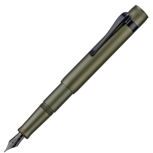 Hongdian M2 Black Forest Mini Fountain Pen, Medium Nib & Sleek Shape Aluminium Short Pocket Travel Pen (Army Green)