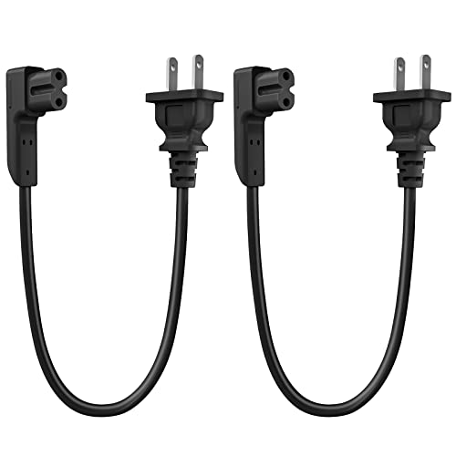 Pair of 1.15Ft Short Power Cord for Sonos One/One SL/Play 1 Speaker Power Cable with 90 Degree Angle - 2 Prong Power Cable Replacement Cord for Sonos Power Plug Cable Speaker Accessories, Black
