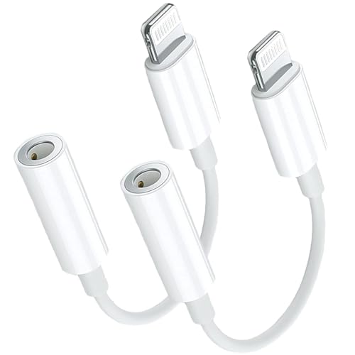 MOVESPEED Apple Mfi Certified Lightning to 3.5mm for iPhone Adapter Headphone Jack Dongle for iPhone with Aux Cord Audio Cable Apple Accessories Compatible with iPhone 14 13 12 11 X Xs 8 7 (2 Pack)
