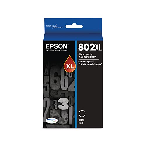 EPSON 802 DURABrite Ultra Ink High Capacity Black Cartridge (T802XL120-S) Works with WorkForce Pro WF-4720, WF-4730, WF-4734, WF-4740