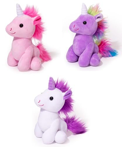 Plush Unicorn Stuffed Animal 7.5" - Stuffed Unicorn Plush - Girl Stuffed Animals - Unicorn Stuffed Animals for Girls - Unicorn Stuff - Unicorn Stuffy - Unicorn Plushies for Girls - Easter (3Pack)