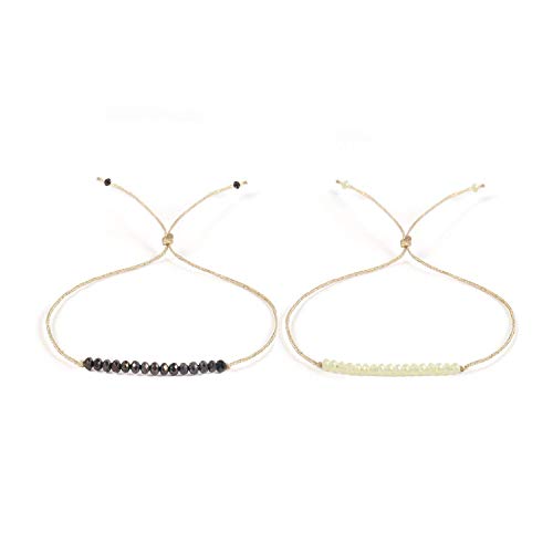 Elegance 11 designs Natural Crystal Friendship Bracelet Best Friend Bracelet for, Bracelets Adjustable for Couple Family Women Teen Girls Friendship gifts 2PC