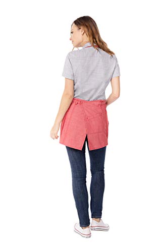Chef Works Unisex Medford Short Bib Apron, Coral, One Size