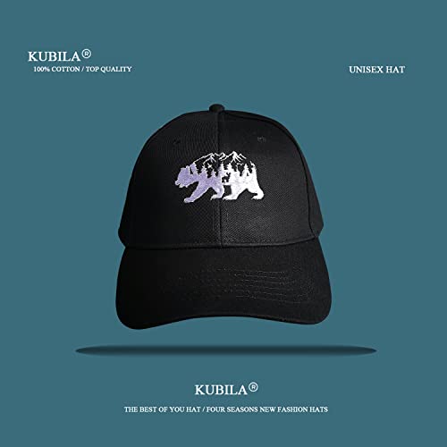 KUBILA Bears Hat for Men Women Black,Mountain Tree Bear Baseball Cap for Hiking, Hunting,Climbing, Fishing, Outdoor Adventure