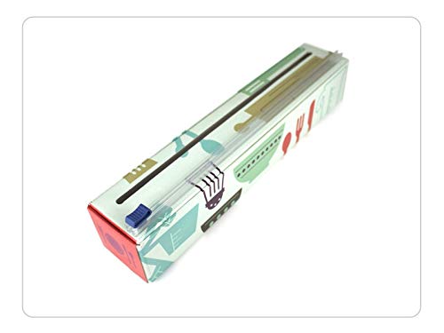 Chicwrap Cook's Tools Refillable Plastic Wrap Dispenser - Includes 12" x 250' Roll Professional Grade Disposable Plastic Wrap - Reusable Dispenser w/Slide Cutter - Ideal Dispenser & Saves Money