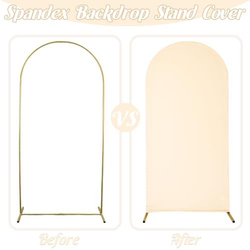 Spandex Fitted Wedding Arch Cover Set of 3 Arch Backdrop Cover, Round Top Chiara Backdrop Stand Covers for Wedding Birthday Party Baby Shower Banquet Arch Decoration (Sage Green, 5FT,6FT,6.6FT)