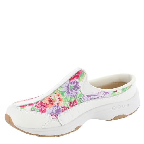 Easy Spirit Women's Traveltime703 Mule, White-Bloom-Multi, 8.5