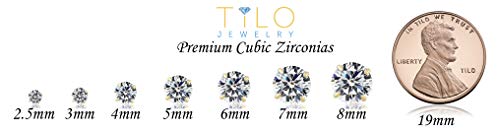 14k White Gold Solitaire Round Cubic Zirconia CZ Stud Earrings in Secure Screw-backs (2.5mm)…