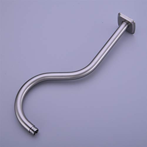 TRUSTMI 16 Inch S-Shape Shower Arm Stainless Steel Extra Long Replacement Pipe with Flange, Brushed Gold