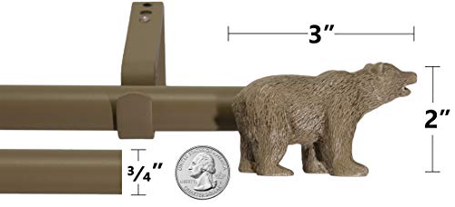 Urbanest 3/4” Farmhouse Bear Adjustable Window Treatment Single Curtain Rod, 28"-48", Cottage