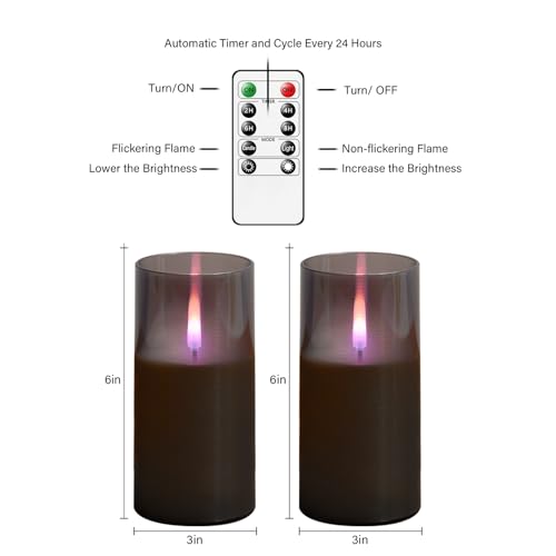 kakoya Flameless Candles Upgraded Realistic Flickering Flame LED Candles,Battery Operated Candles with Remote Timers,Acrylic Electric Candles Set of 3(D 3" xH 6" 6")(Ivory)