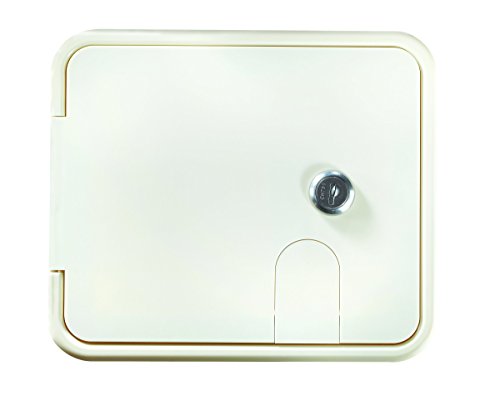 RV Designer B150, Locking Electrical Cable Hatch, 7.6 inch x 6.5 inch x 2 inch, Polar White