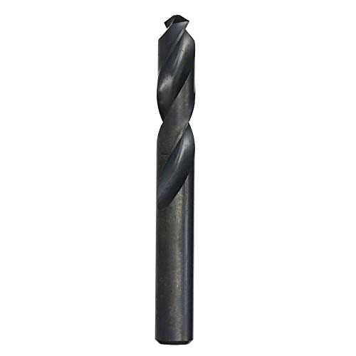 Drill America DWDST Series High-Speed Steel Screw Machine Length Drill Bit, Black Oxide Finish, Round Shank, Spiral Flute, 135 Degrees Split Point, 19/64" Size (Pack of 12)