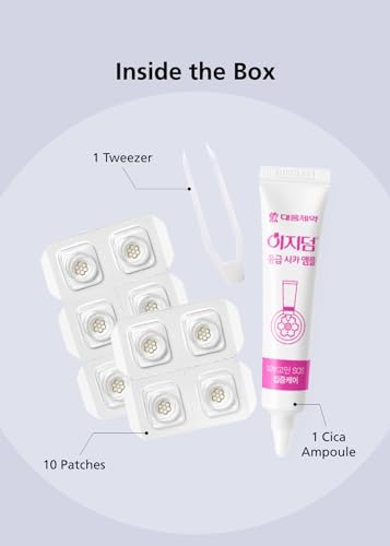 EasyDerm Quick Calming Magnesium Patches (10 patches) with Cica Ampoule - Intensive Care, Pimple patches, Hydrocolloid Band, Zits Spot care – Overnight Home Care 2-8 hours, New boxs types