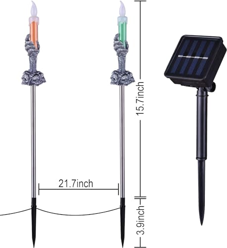 Halloween Pathway Lights, 5 Pack Candle Skull Hand Candle Holder, LED Halloween Decor Candle Lights Solar Powered, Indoor and Outdoor Party Home Garden Porch Halloween Decoration (Dark Black-1x5 Pack)