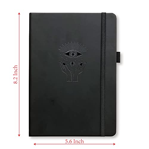 BUKE Dotted Journal - Dot Grid Notebook - 150gsm No Bleed Black Paper - 160 Black Pages - For Women and Men - A5 PU Leather Hardcover 5.75" x 8.5" and Gift Box (BKB-1)