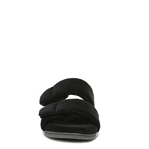 Vionic Women's Indulge Dessie Slipper - Ladies Comfortable Cozy Adjustable House Slippers with Concealed Orthotic Arch Support Black 5 Medium