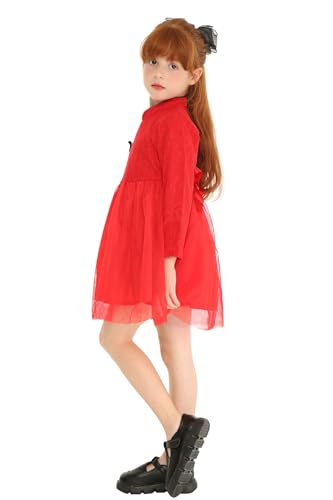 Mud Kingdom Toddler Girl Special Occasion Dresses Chinese New Year Traditional Red 2T