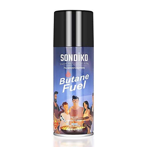 Sondiko Butane Refill, 175 ml, Lighter Fluid Refill, Premium Butane Refill for Torch Lighter, Buntae Torch, Kitchen Torch(1 Can)