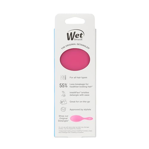 Wet Brush Mini Detangler Hair Brush, Pink Frost, Detangling Travel Hairbrush, Ultra-Soft IntelliFlex Bristles Glide Through Tangles with Ease, Pain-Free, All Hair Types