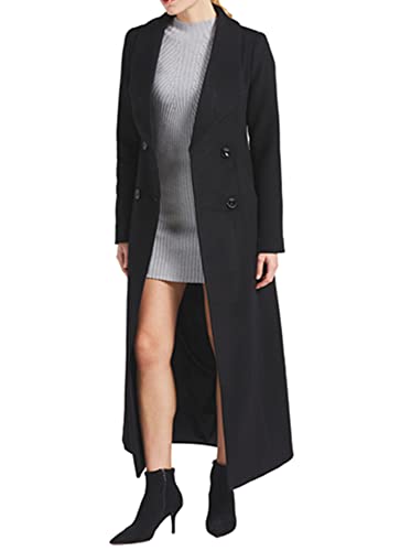 PENER Women's Charming Long Wool Trench Coat Winter Double Breasted Classic Warm Thick Jacket (as1, numeric, numeric_4, regular, regular, Red Long- Style 2, 4)