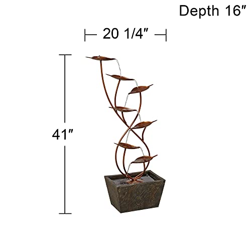 Ashton Curved Leaves 41" High Large Modern Indoor Outdoor Decor Copper Resin Floor Fountain Standing Waterfall Tiered Cascading Water Feature for Outside Garden Patio Yard Backyard - John Timberland