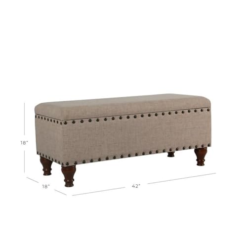 HomePop Large Storage Bench with Nailhead Trim - Tan