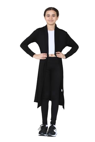 Loxdonz Kids Long Open Front Cardigan Coverup Boyfriend Cardigan Sweater for Girl's Beach Cover ups Kimono Maxi Duster (Royal Blue, 7-8 Years)