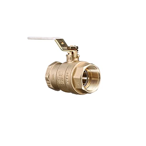 Watts LFFBV-3C-M1 Series 1" Lead-Free 2-Piece Full Port Chrome-Plated Brass Ball Valve with Female Threaded End Connections, Copper Silicon Alloy Body, O-Ring Seal, Steel Handle