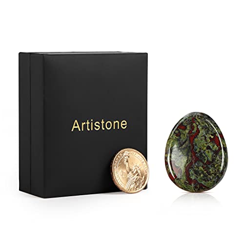 Artistone Crystal Worry Stone for Anixety Handmade Dragon Blood Stone Pocket Palm Healing Thumb Stone for Reiki Meditation Anxiety Stress Relief Therapy