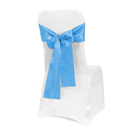 Obstal 50 PCS Satin Chair Sashes Bows for Wedding Reception- Universal Chair Cover Back Tie Supplies for Banquet, Party, Hotel Event Decorations