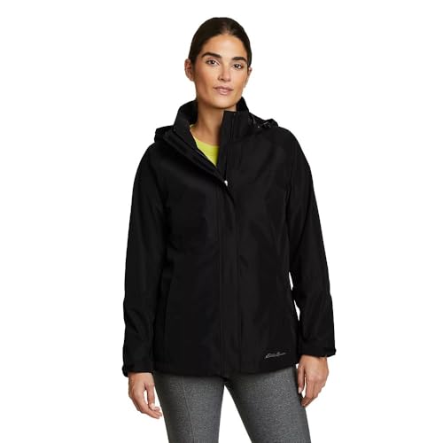 Eddie Bauer Women's Rainfoil Packable Jacket, Black Recycled, X-Small