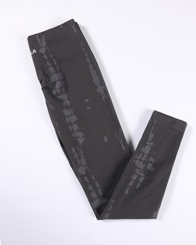 AUROLA Serpent 2 Pieces Pack Set Seamless Scrunch Workout Leggings for Women Active Gym Pants,Pack (Black + Water Blue),M