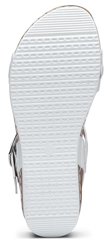 Jeossy Women's 837 Sandals White Slide Platform Open Toe Wedge High Heel Slip On Shoes Size 7 (DJY837 White 07)