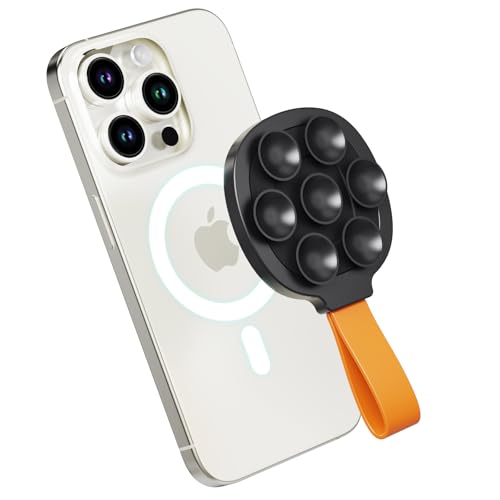 Magnetic Suction Cup Phone Mount, Ultra-Comfort Silicone Suction Grip Holder Stand for MagSafe, Hands-Free Mirror Shower Phone Holder Mount for TikTok/Video/Selfies/Shower