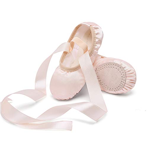 Stelle Ballet Shoes for Girls Satin/Ribbons Ballet Slippers Dance Shoes(Toddler/Little/Big Kids)(Blue,3ML)